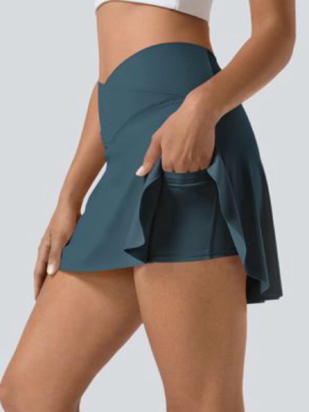 Halara High-Waist Ink Green Active Skort with Pocket - Women